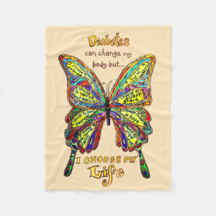 Rainbow Orange Diabetes My Life Butterfly Blankon Fleecedecke