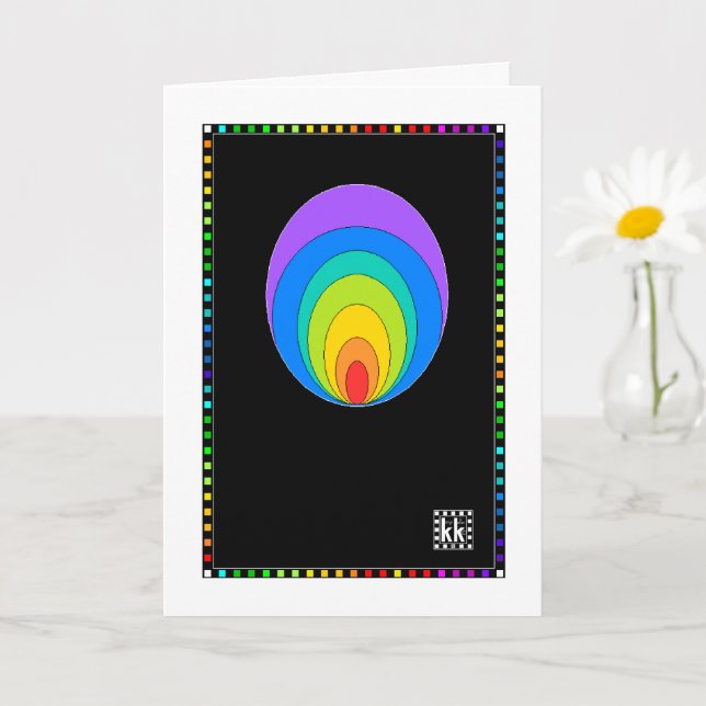 Rainbow Orb auf schwarzer Grußkarte Karte (Kleine Pflanze)