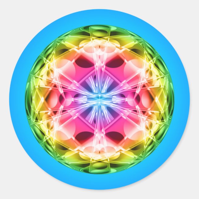 Rainbow Orb Mandala Runder Aufkleber (Vorderseite)