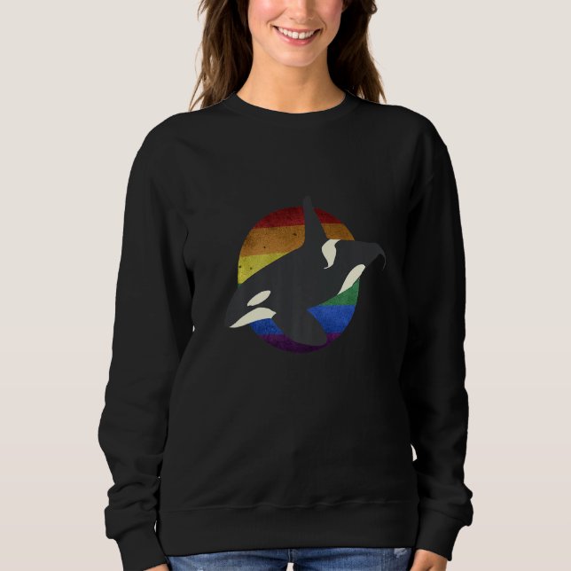 Rainbow Orca Killer Whale Earth Activist Marine Bi Sweatshirt (Vorderseite)