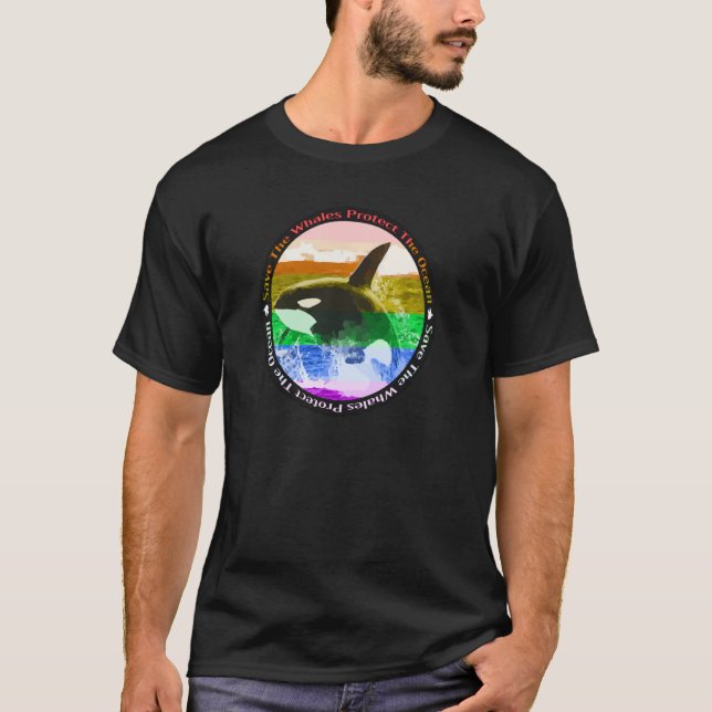 Rainbow Orca Killer Whale Earth Activist Marine Bi T-Shirt (Vorderseite)
