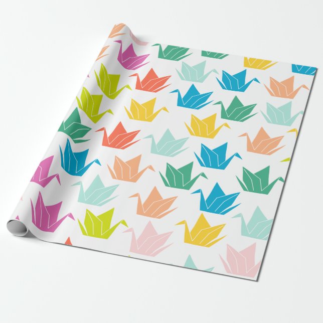 Rainbow Origami Crane Wrapping Paper Geschenkpapier (Ungerollt)