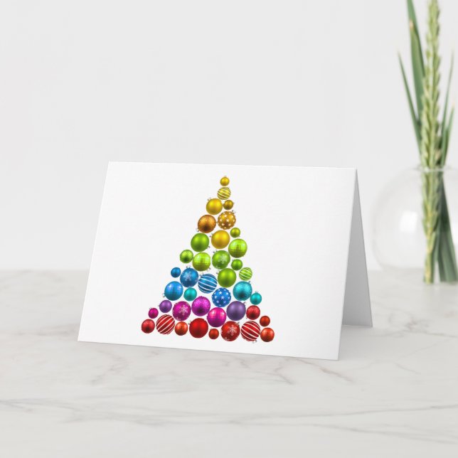 Rainbow Ornament Weihnachtsbaum Feiertagskarte (Vorderseite)