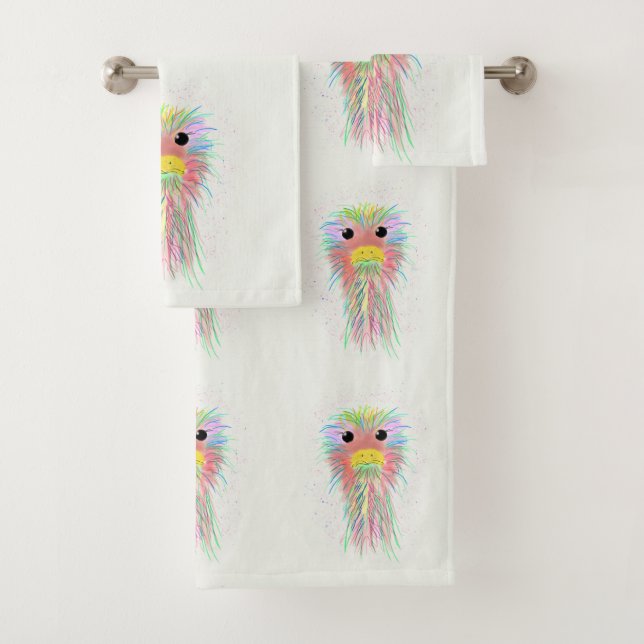 Rainbow Ostrich  Badhandtuch Set (Insitu)