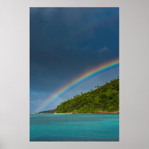 Rainbow over island, American Samoa Poster