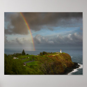 Rainbow over Kilauea Lighthouse auf Kauai-Poster Poster