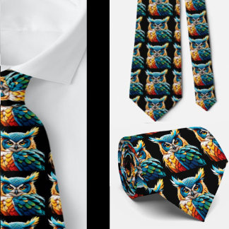 Rainbow Owl Owls Magic Neckties Krawatte