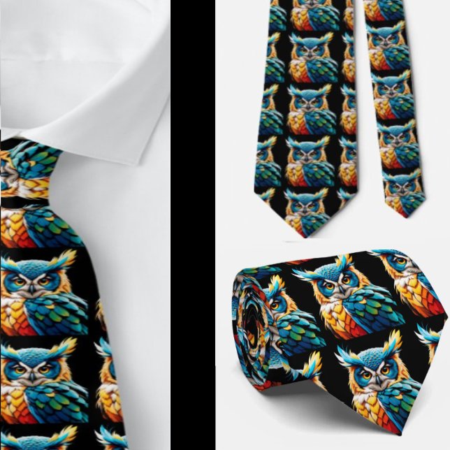 Rainbow Owl Owls Magic Neckties Krawatte (Von Creator hochgeladen)