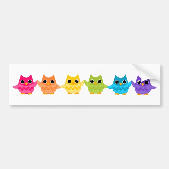 Rainbow Owls Autoaufkleber (Vorne)