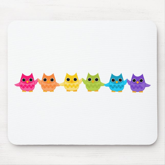 Rainbow Owls Mousepad (Vorne)