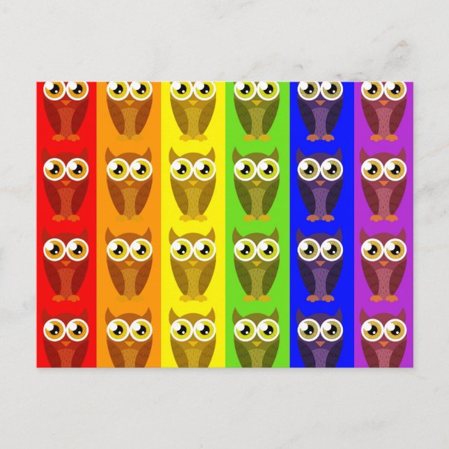 Rainbow Owls Postkarte (Vorderseite)