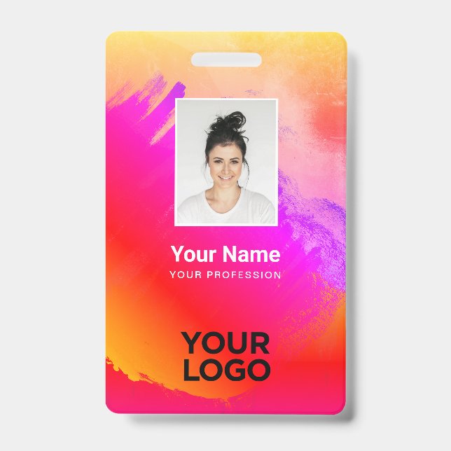 Rainbow Paint Employee Foto, Bar Code, Name Ausweis (Vorderseite)