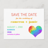 Rainbow Paint Heart Gay Lesbian Save the Date