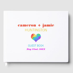 Rainbow Paint Heart Gay Lesbian Wedding Gästebuch