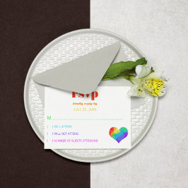 Rainbow Paint Heart Gay Lesbian Wedding RSVP