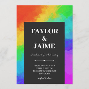 Rainbow Paint Modern Gay Lesbische Hochzeit Einladung