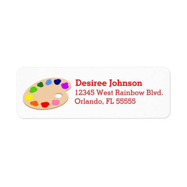 Rainbow Paint Palette Art Address Labels (Vorne)