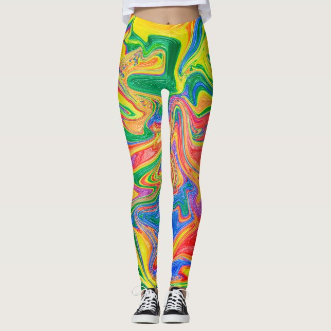 Rainbow Paint Pouring Leggings (Vorderseite)
