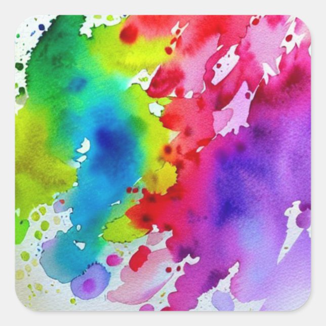 Rainbow Paint Quadratischer Aufkleber (Vorderseite)