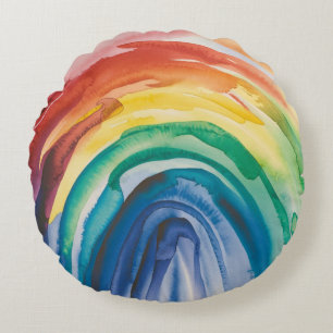 Rainbow Paint Rundes Kissen