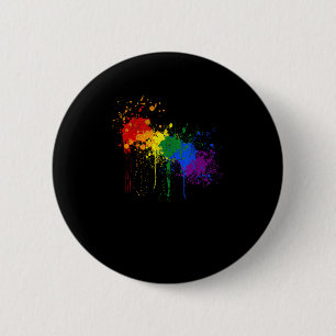 Rainbow Paint Splash Flag LGBT Prith Month T - Shi Button