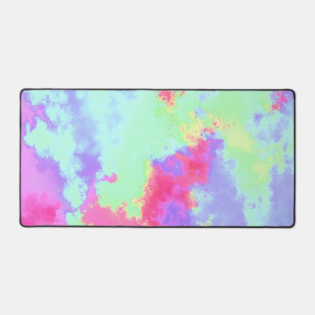 Rainbow Paint Spritzer Effect Green pink Schreibtischunterlage (Vorderseite)