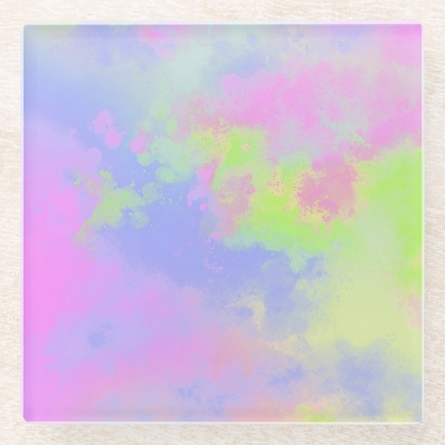 Rainbow Paint Spritzer Glass Untersetzer (Vorderseite)