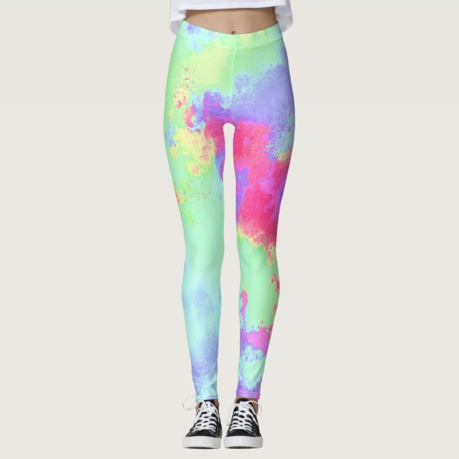 Rainbow Paint Spritzer Leggings (Vorderseite)