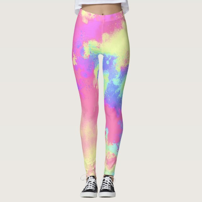 Rainbow Paint Spritzer Leggings (Vorderseite)