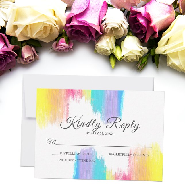 Rainbow Paint Strokes LGBTQ Wedding Kindly Antwort (Von Creator hochgeladen)