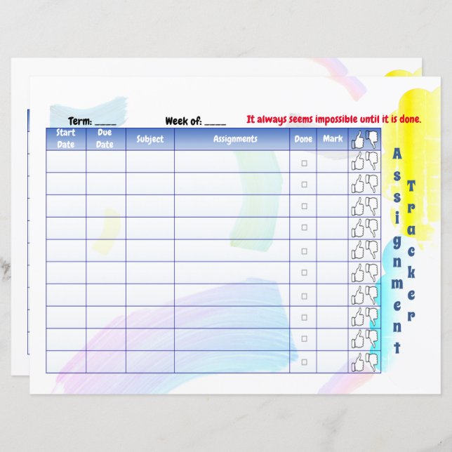 Rainbow Paint Student Assigner Tracker (Vorne/Hinten)