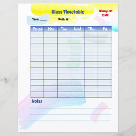 Rainbow Paint Student Class Timetable