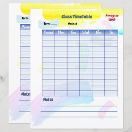 Rainbow Paint Student Class Timetable