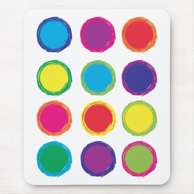 Rainbow Painted Circle Blue Pink Yellow Orange Mousepad (Vorne)