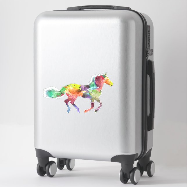 Rainbow Painted Horse Custom-Cut Vinyl Sticker (Koffer)