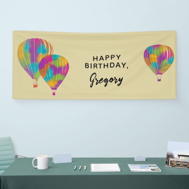 Rainbow Painted Hot Air Balloons Personalisiert Banner (Messe)