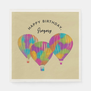 Rainbow Painted Hot Air Balloons Personalisiert Serviette