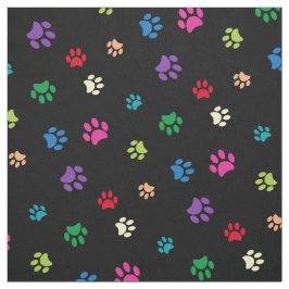 Rainbow Painted Paw Prints on Black Stoff