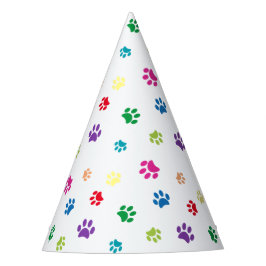 Rainbow Painted Paw Prints Partyhütchen