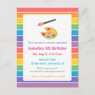 Rainbow Painting Arts Crafts Kindergeburtstag Part Einladung