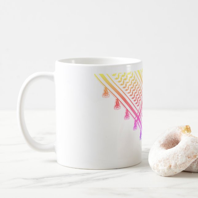 Rainbow Palestinian Keffiyeh Kaffeetasse (Mit Donut)