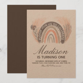 Rainbow Pampas Doodle Bohemischer Geburtstag Rusti Einladung