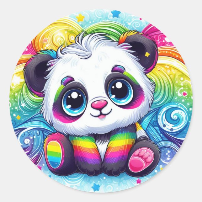 Rainbow-Panda-Aufkleber Runder Aufkleber (Vorderseite)
