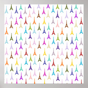 Rainbow Paris Eiffel Tower Muster Poster