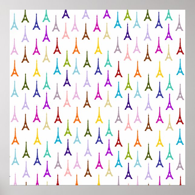 Rainbow Paris Eiffel Tower Muster Poster (Vorne)