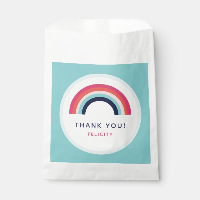 Rainbow Party Personalisiert Name Age Rosa Blau Geschenktütchen (Vorderseite)