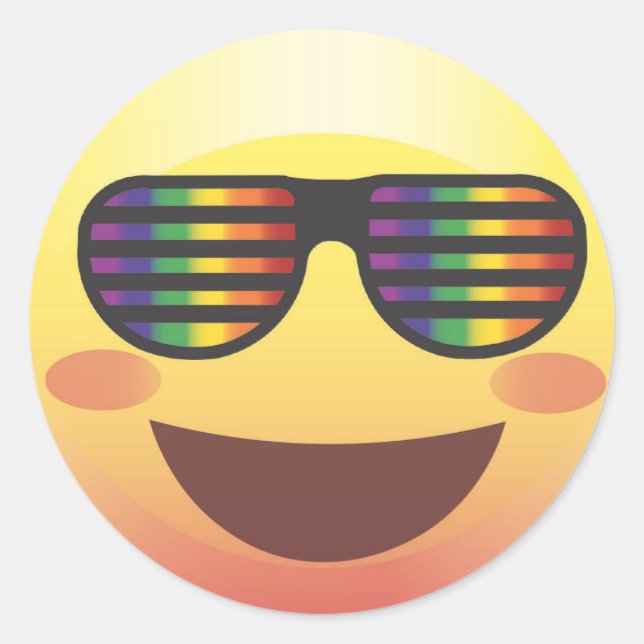 Rainbow Party Shades Emoji Face Sticker (Vorderseite)