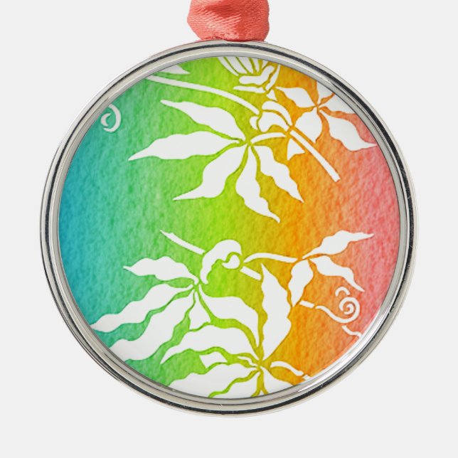 Rainbow Passion Blume Silbernes Ornament (Vorne)