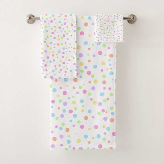 Rainbow pastel Abstrakt Polka DotsMuster Badhandtuch Set (Insitu)