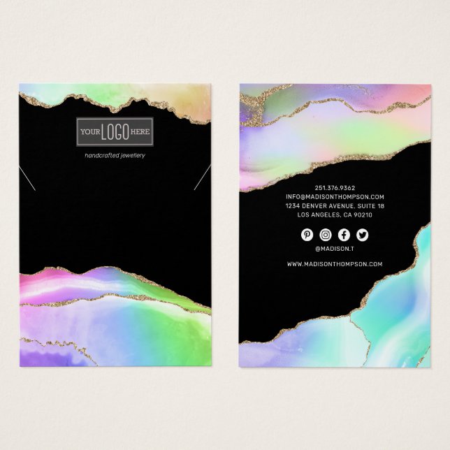 Rainbow Pastel Agate Necklace Display (Vorne & Hinten)